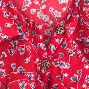 Red Tank with Wood Buttons